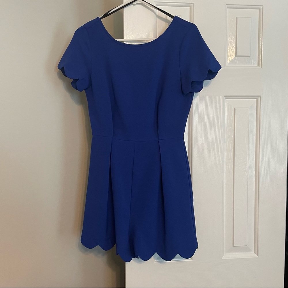 Royal Blue Scallop Trim Romper
